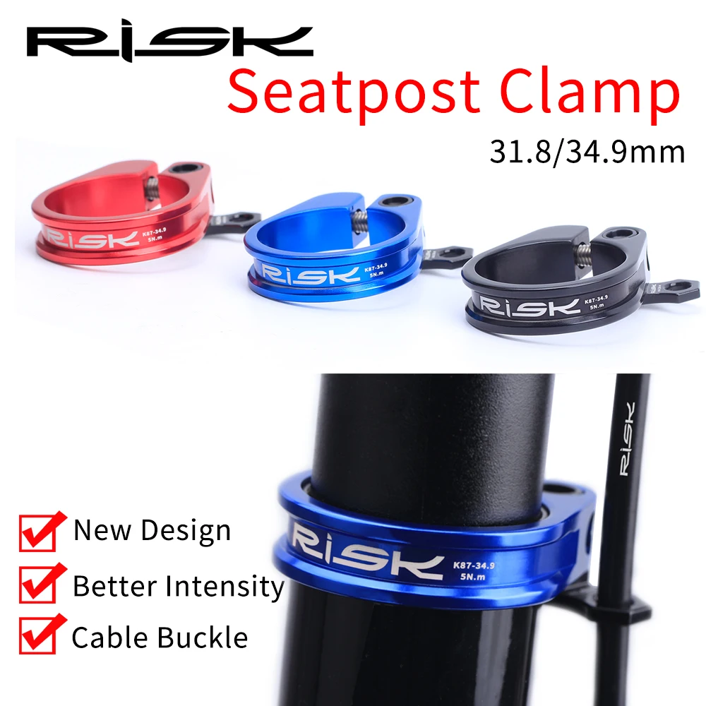 RISK New 31.8/34.9mm Aluminium Bike Seatpost Clamp Ultralight MTB Mountain Road Bicycle Seat Post Clamp With Cable Organizer