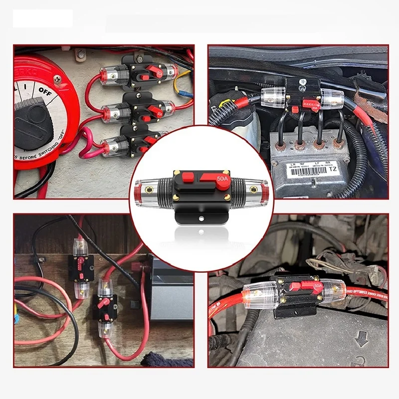 Manual Reset Circuit Breaker Fuse 20A 30A 40A 50A 60A 80A 100A 150A Waterproof for Car Audio System Marine 12V-48V