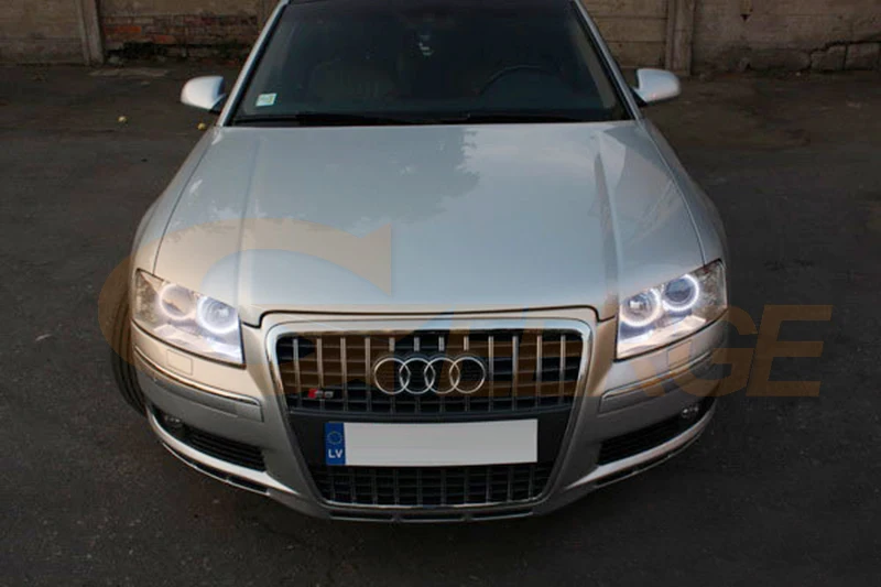 For Audi A8 S8 4E D3 Ultra Bright A/W Switchback Day Light Turn Signal SMD LED Angel Eyes Kit Halo Rings