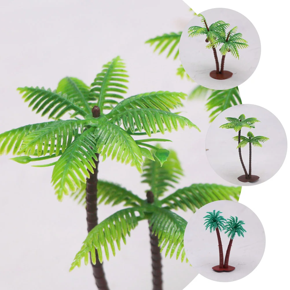 12 Pcs Dollhouse Toys Fake Trees Miniature Plants Faux Lifelike Palm Model Diorama Accessories Models