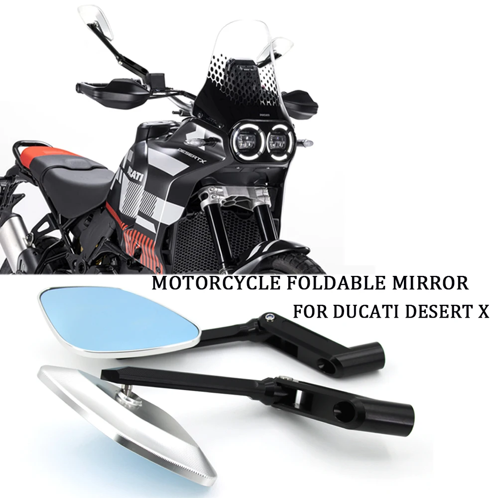 Desertx Rearview Mirror Rotating Mirrors Side Mirrors CNC Aluminum 2023 Accessories For Ducati Desert X Motorcycle Foldable Mirr