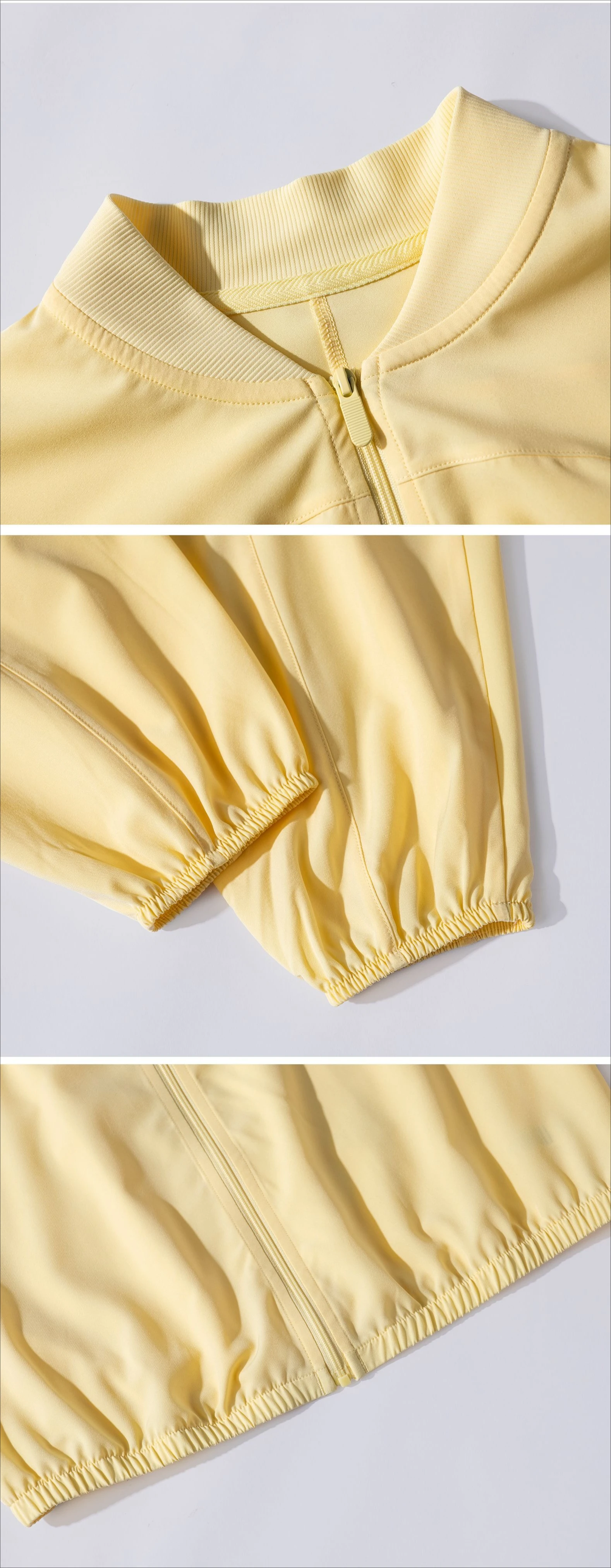 Women's Summer Lightweight Zip-Up Sports Jacket - Cropped Baseball Neck Yoga Top with Slim-Fit Long Sleeves for Workouts