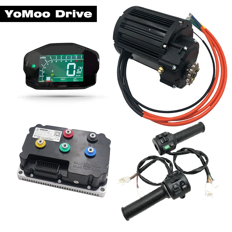 

QS138 90H 4KW V3 72V PMSM Средний приводной двигатель с контроллером Fardriver ND84530, дисплеем DKD, дроссельной заслонкой T08 для электрического мотоцикла