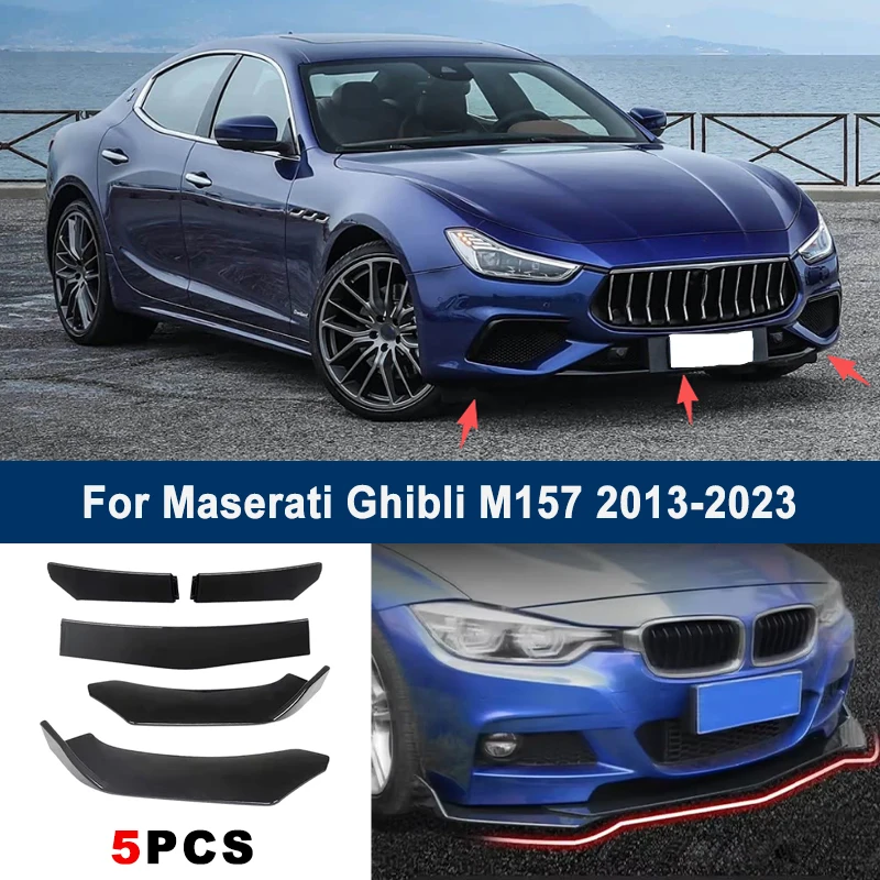 

5Pcs Adjustable Sectional Front Bumper Lip Spoiler Splitter For Maserati Ghibli M157 2013-2023 2014 2015 Car Exterior Mod Parts