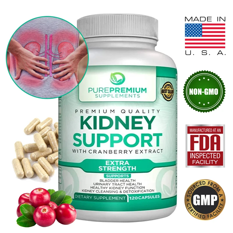 PurePremium Kidney Support Supplement for Urinary Tract and Bladder Health - Cranberry Extract, Astragalus and Uva Ursi