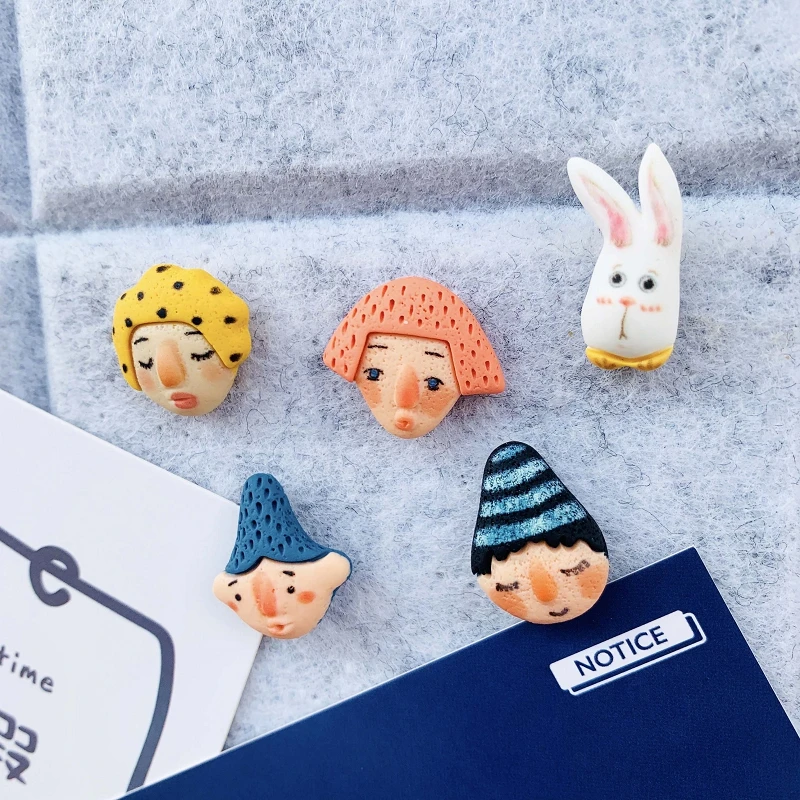 5pcs Abstract Comic Avatar Push Pins Cartoon Cute Pushpin  Decoration Thumb Tack Pins Message Board Photo Wall Nails Small Pin