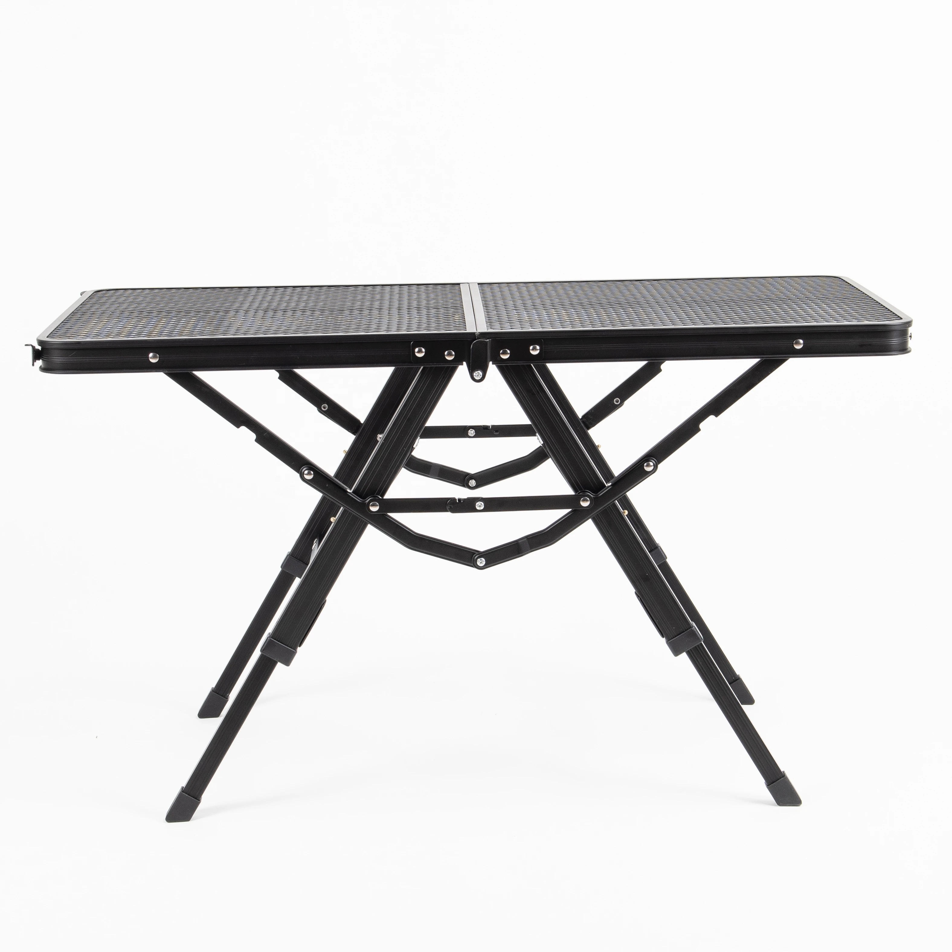 스틸 메쉬 접이식 캠핑 테이블, 조절 가능한 그릴 테이블 휴대용 금속 그릴 스탠드 바베큐, 캠핑, 야외 요리용