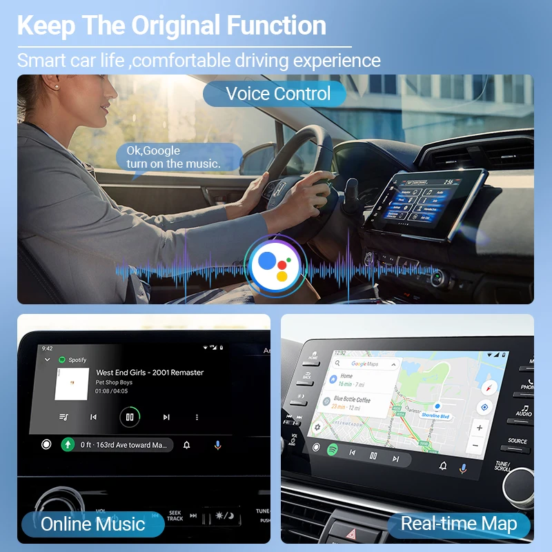 OTTOCAST A2AIR Android Auto Smart A2A Car Accessories Wired to Wireless Auto Connect Multimedia for Voor Vw Toyota Honda Newest