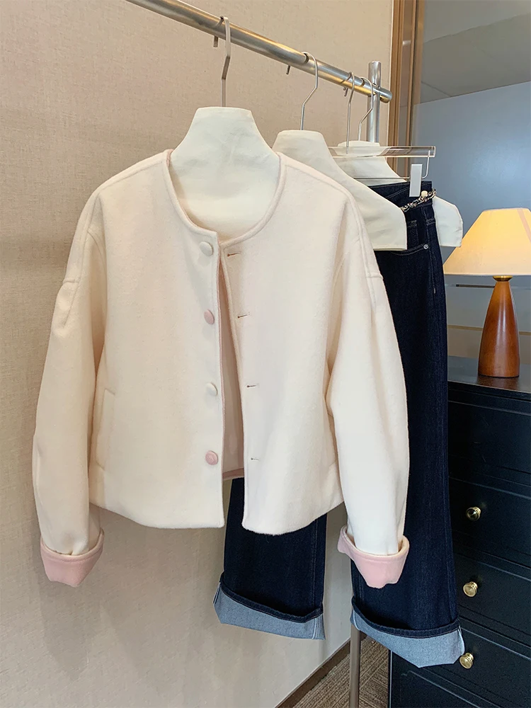 

Уникальный женский укороченный жакет свободного кроя с круглым вырезом и одной пуговицей, модный, весенне-осенний, омолаживающий, универсальный топ в элегантном стиле