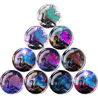 Starry Sky Dragon Fridge Magnet Fantasy Wing Flying Dragon Glass Dome Magnets Refrigerator Stickers Art Home Decor Gifts