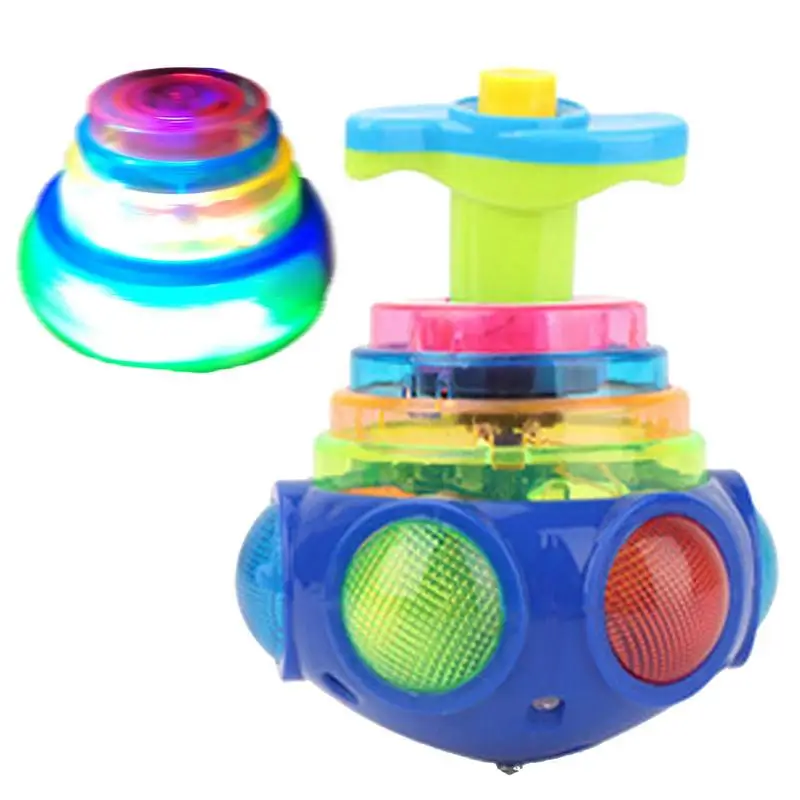 Toddler  LED  Top Toy Kids LED Shining Music Toy Amazing Musical Light-Up Flashing Dreidel For Kids Toddler Gyroscopes Toy