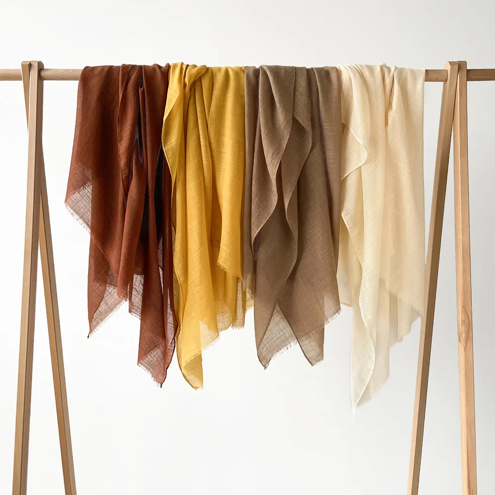 180x80cm Solid Camel Bamboo Cotton Scarf, Middle Eastern Malay Hijab, Muslim Head Cover Shawl