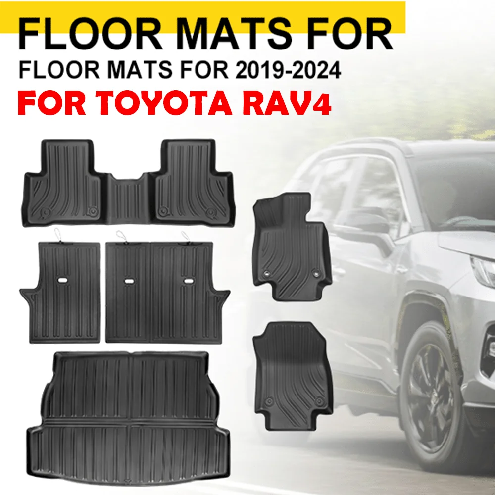 

Car Floor Mats & Cargo Trunk Liners Compatible for 2019-2024 Toyota RAV4 Hybrid LHD RHD All-Weather TPE Rubber Mat Protection