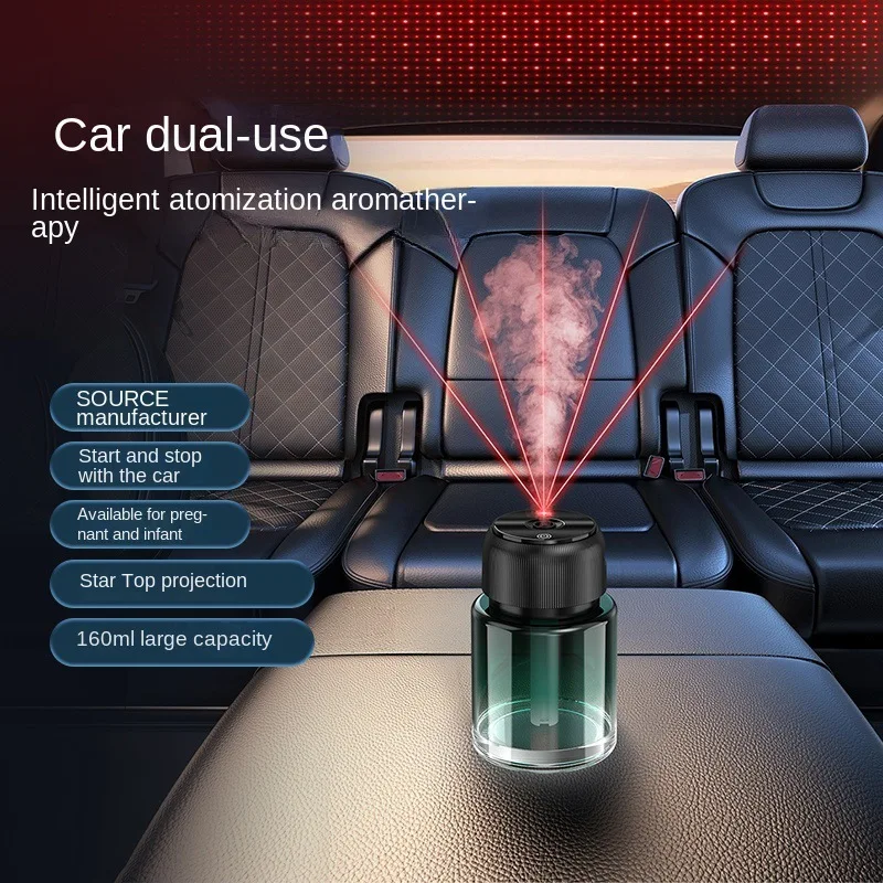 Rechargeable 160ml Large-Capacity Glass Car Aromatherapy Diffuser with Car Start-Stop Long-Lasting Fragrance Spray Car Aromather