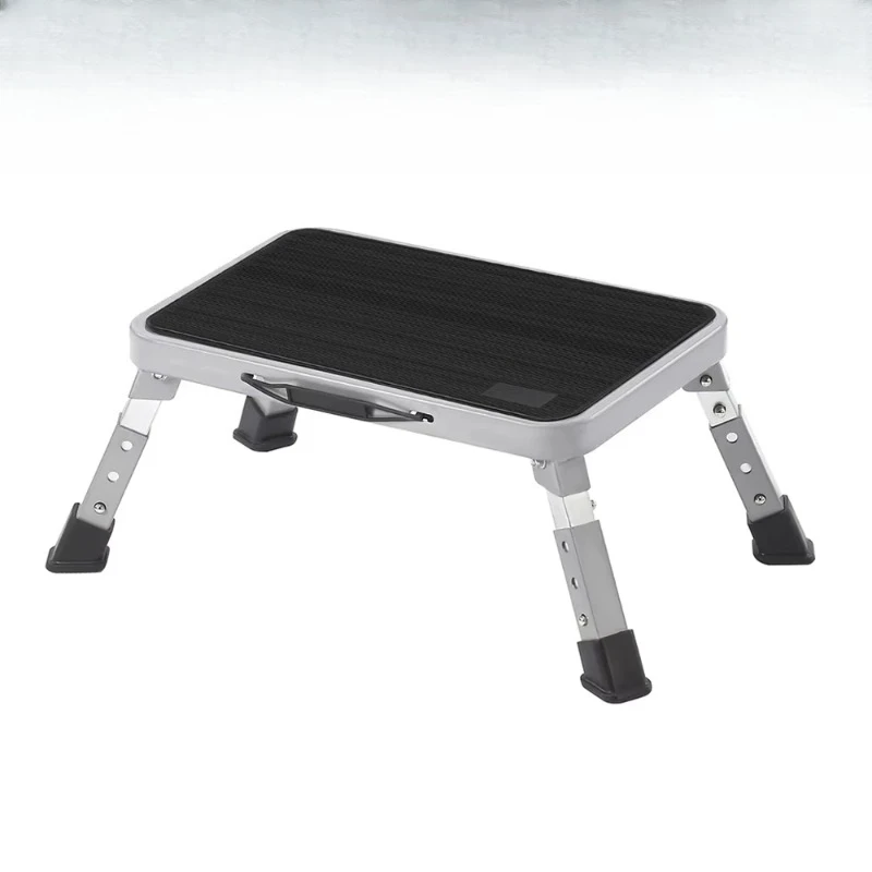 

Adjustable folding stool with non-slip platform and thick rubber feet, portable ladder for office RV pet bathroom bedroom