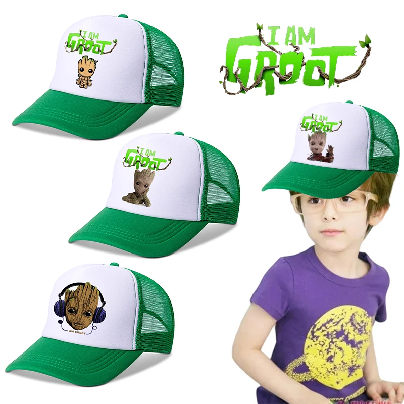 

Disney Marvel Groot Kids Summer Cap Anime Cartoon Printed Boys Breathable Adjustable Parent Childern's Outdoor Baseball Hat Cute