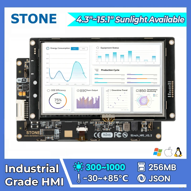 STONE A 4.3-15.1 inch HMI Display Panel TFT LCD with Resistive Touch Screen for TTL for CPU Cortex A8 1Ghz for Arduino Nano