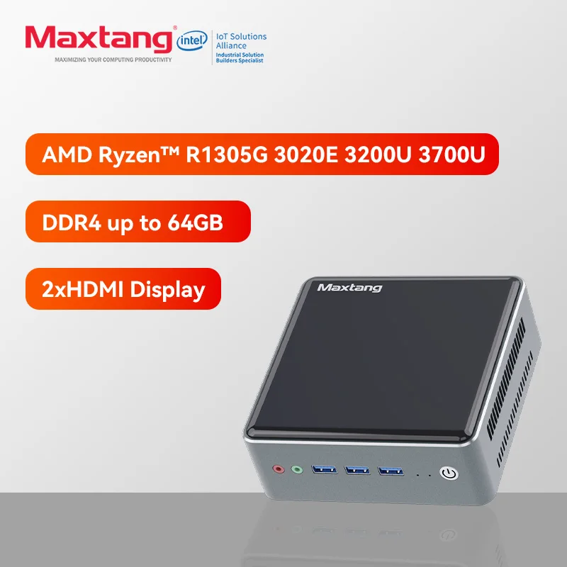 Компактный мини-ПК Maxtang AMD 3020e 16 ГБ DDR4 512 ГБ M.2 SSD с тройным дисплеем Wi-Fi Windows Домашний мини-ПК Компьютер