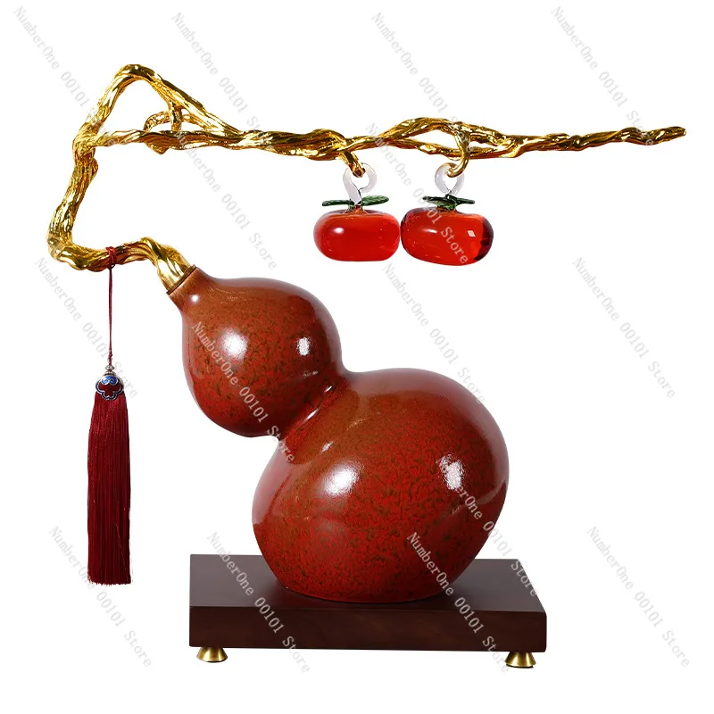 

Lucky Persimmon Gourd Ornaments Living Room Office Persimmon New Chinese Housewarming Gift Hallway Wine Cabinet Decorations