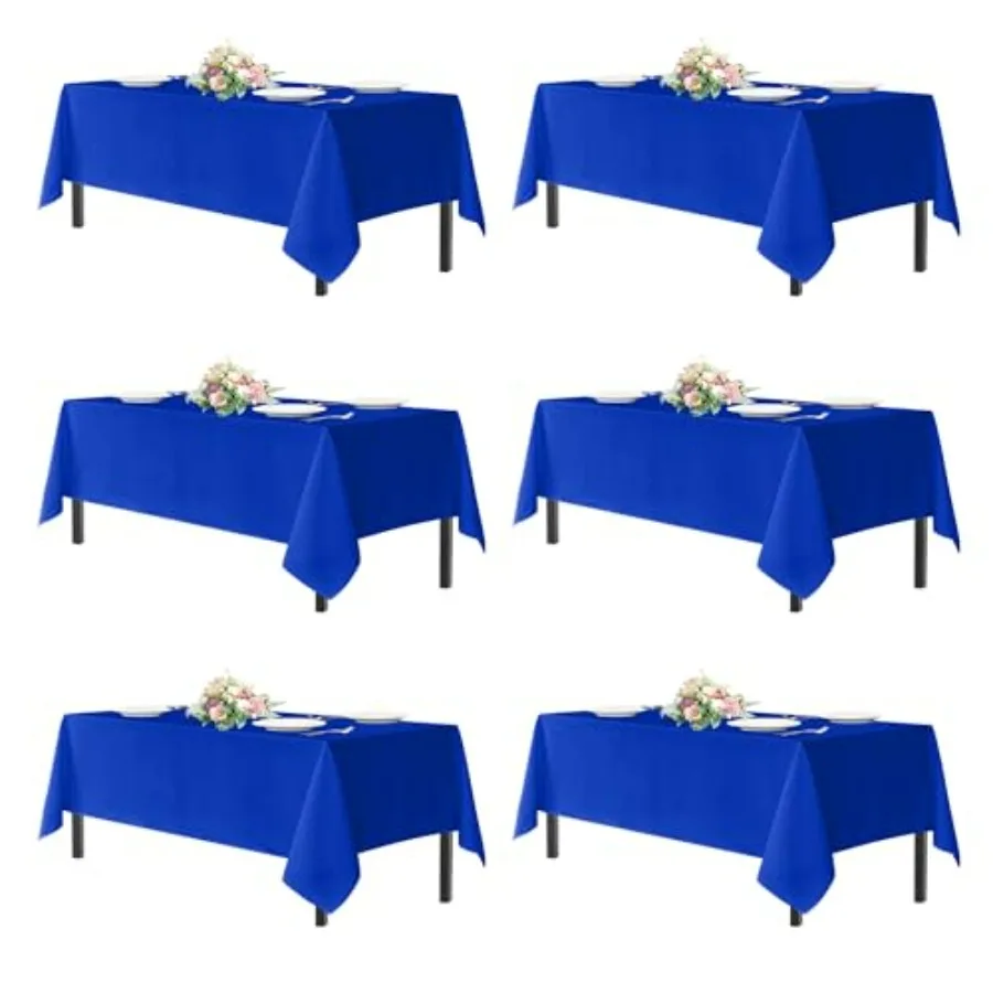 

Royal Blue Washable Polyester Tablecloths for 6 Foot Rectangle Tables 6 Pack 60x102 Inch Reusable Fabric Cloth Covers for Weddi