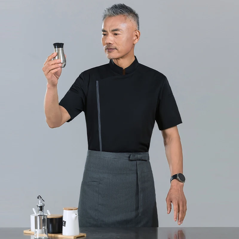 Мужская кухонная куртка, униформа пекарни официанта, летняя одежда для барбекю, кафетерия, одежда шефа, униформа для столовой, рубашка для приготовления пищи