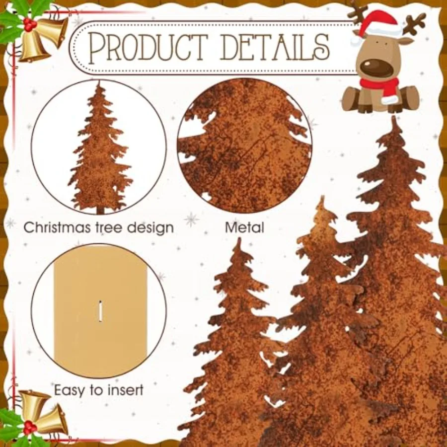 3 قطعة شجرة الصنوبر المعدنية الخريف منضدية ديكور خمر أشجار عيد الميلاد الجدول محور مع قاعدة خشبية ريفي مزرعة الدائمة