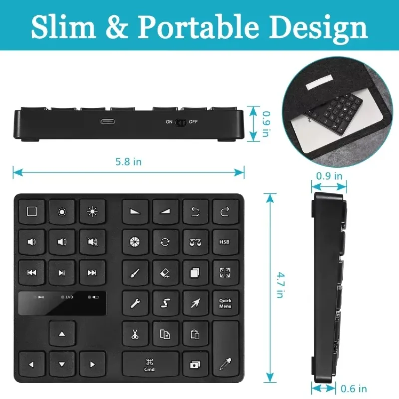Laptop Tablet Painting Keyboard  35 Keys Digital Keyboards Portable Mini Wireless Keypads Keyboards