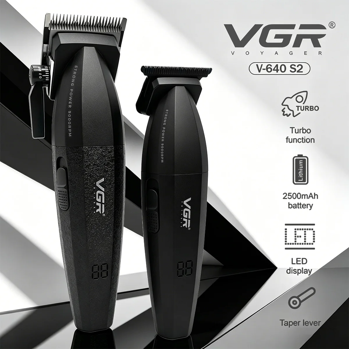 VGR tondeuse homme tondeuse cheveux hommes tondeuse tondeuse barbe homme Tondeuse à cheveux Professionnelle Tondeuse Sans fil Barbier 9000 tr/min Rechargeable Machine de coupe de cheveux Métal