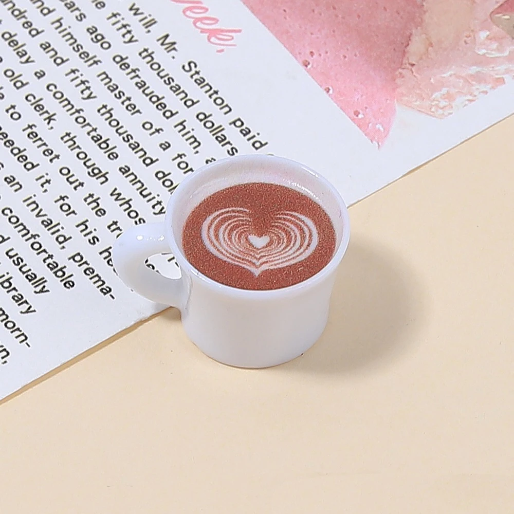 10pcs Love Heart Coffee Cup Resin Pendant Drinks Charms For Jewelry Making Accessories DIY Earrings Necklace Keychain