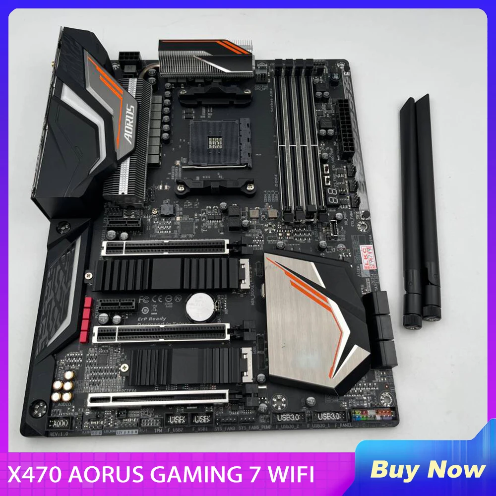 For G-i-g-a-b-y-t-e Socket AM4 64GB DDR4 PCI-E 3.0 ATX Desktop Motherboard GA X470 AORUS GAMING 7 WIFI