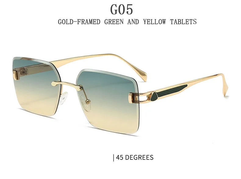 2023 randlose Sonnenbrille Frauen Trendy Vintage Quadratische Mode Gläser Sonnencreme Lentes De Sol Mujer Lunette Soleil Femme Zonnebril – Detail 22