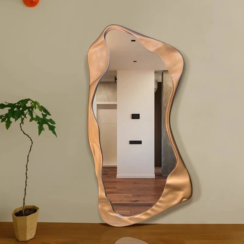 الفاخرة الشمال الكبير الحديثة الجدار الشنق مرآة جمالية غرفة المعيشة الديكور Espelhos المنتجات المنزلية متموجة خمر الذهب مرآة #5
