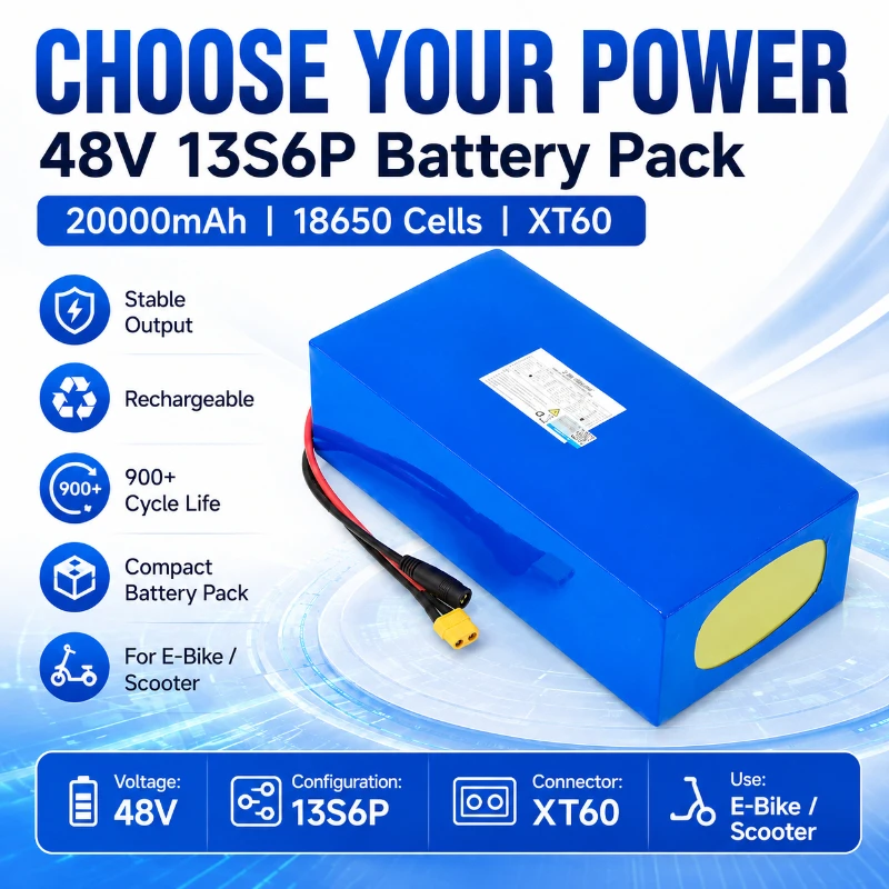 18650 48V 13S6P 20000mAh Battery Pack Lithium Battery Scooter  Electric  Vehicle Cycle Times 900  Times Battery  Pack