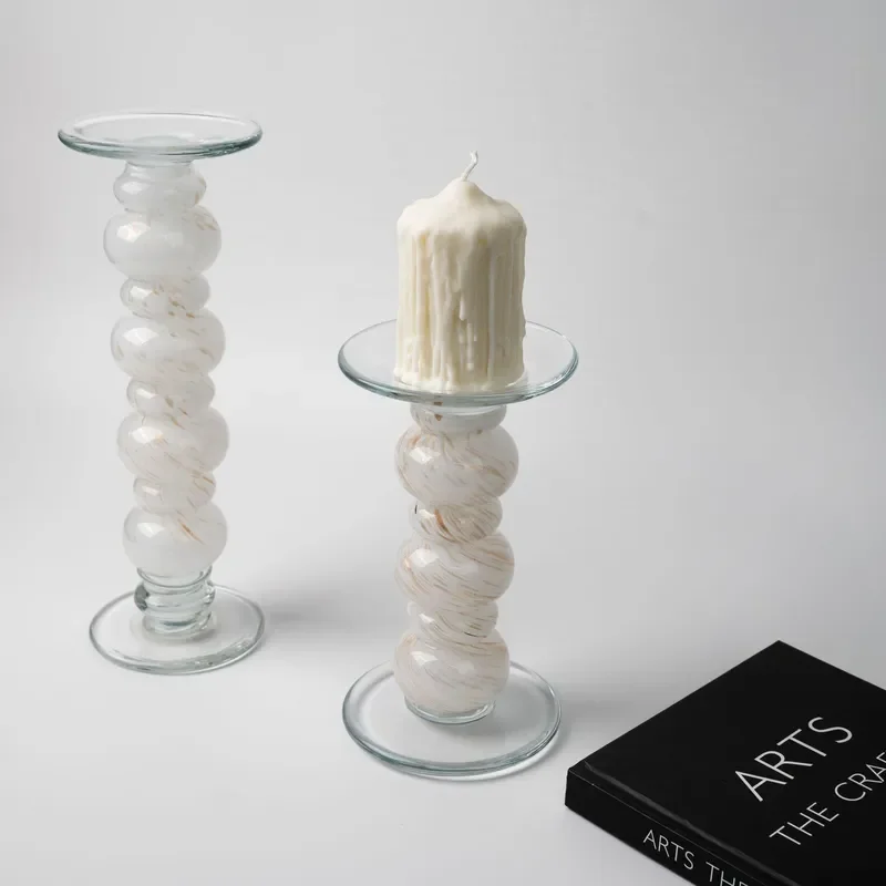 French Medieval Style Handmade Glazed Candle Holder Retro Art Home Decor Ornament for Living Room Soft Decoration Aesthetic