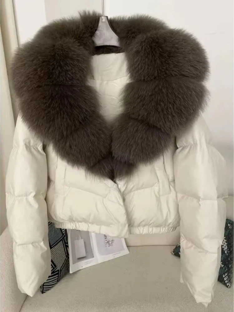 Y2k Korean Fashion Short Parka American Vintage Winter New Women's Short Fashion Warm Cotton Clothes Anti-fox Fur Collar Jacket