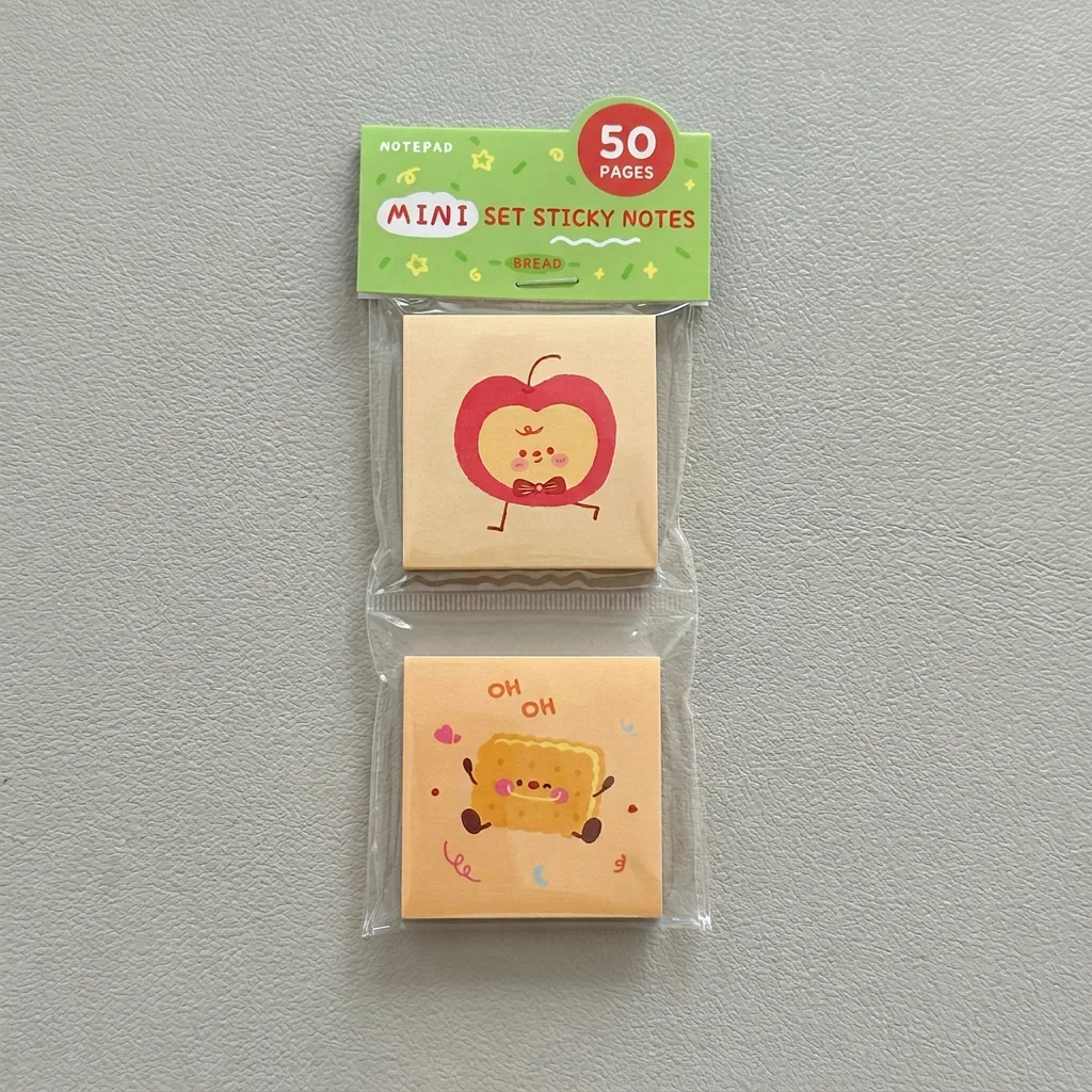 

2026 Cute Note Pad Mini Sticker Set Kawaii Memo Paper Material Student Stationery School Supplies Bread Shape DIY Planner Fruit