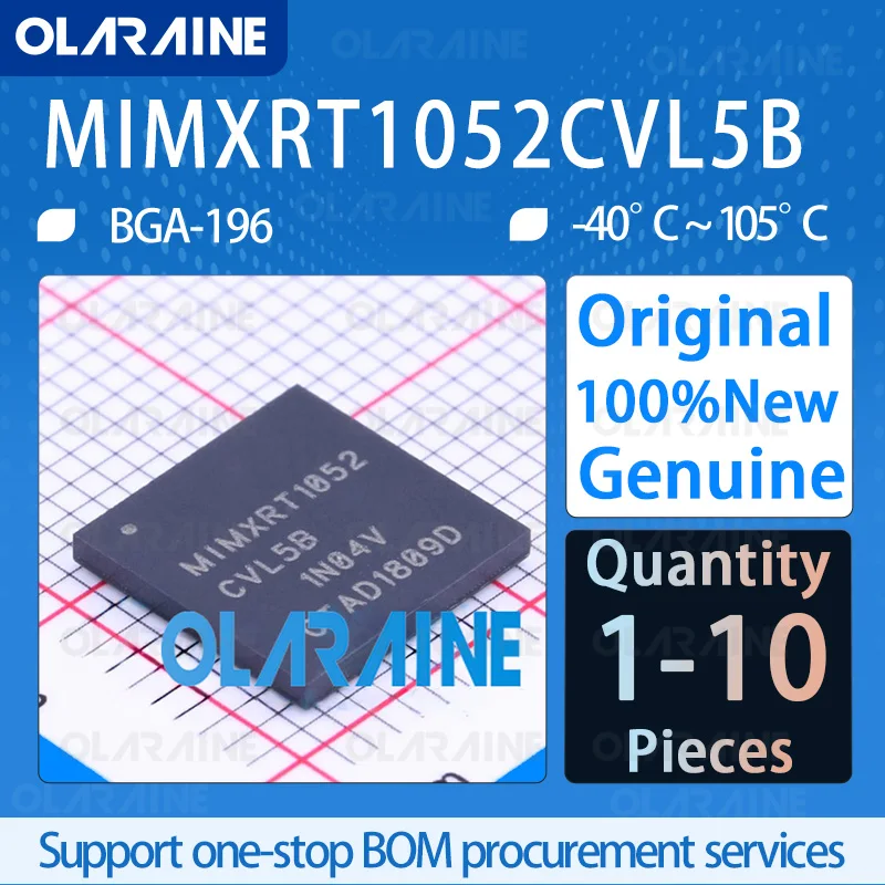 

1/5/10Pcs 100%New Original MIMXRT1052CVL5B BGA-196 32-bit microcontroller - MCU Core ARM Cortex M7 Data RAM 512 kB IC chip