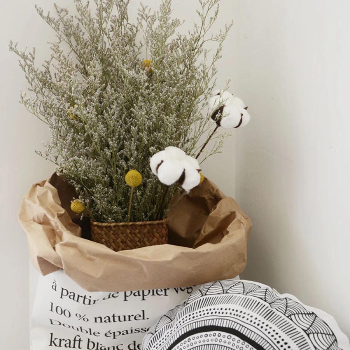 

Artificial Cotton Branches Home Decor Refined Material Soft Bolls Natural Look Wall Table Vase Rustic DIY Centerpiece