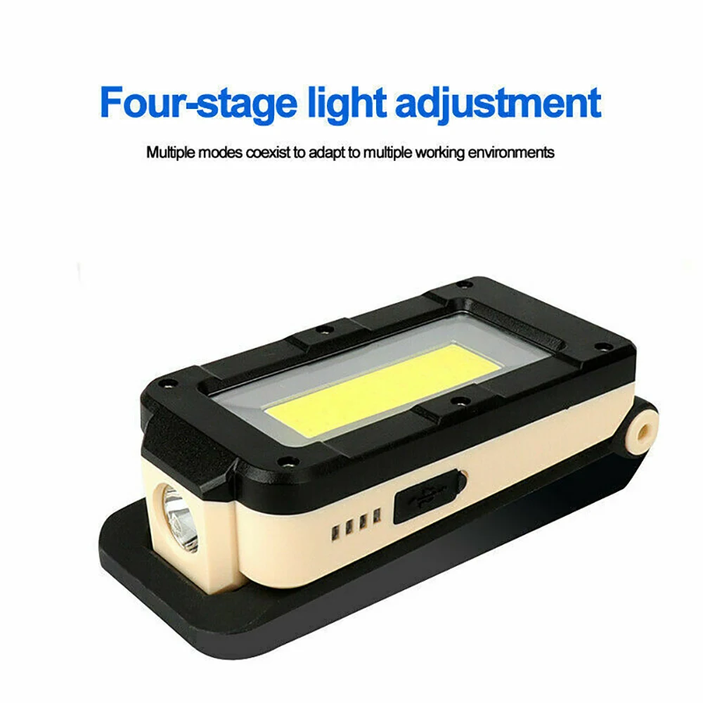 Lampe de travail COB aste USB multifonctionnelle avec aimant, lampe de poche LED super lumineuse, lumière de réparation automatique, lampe de camping portable