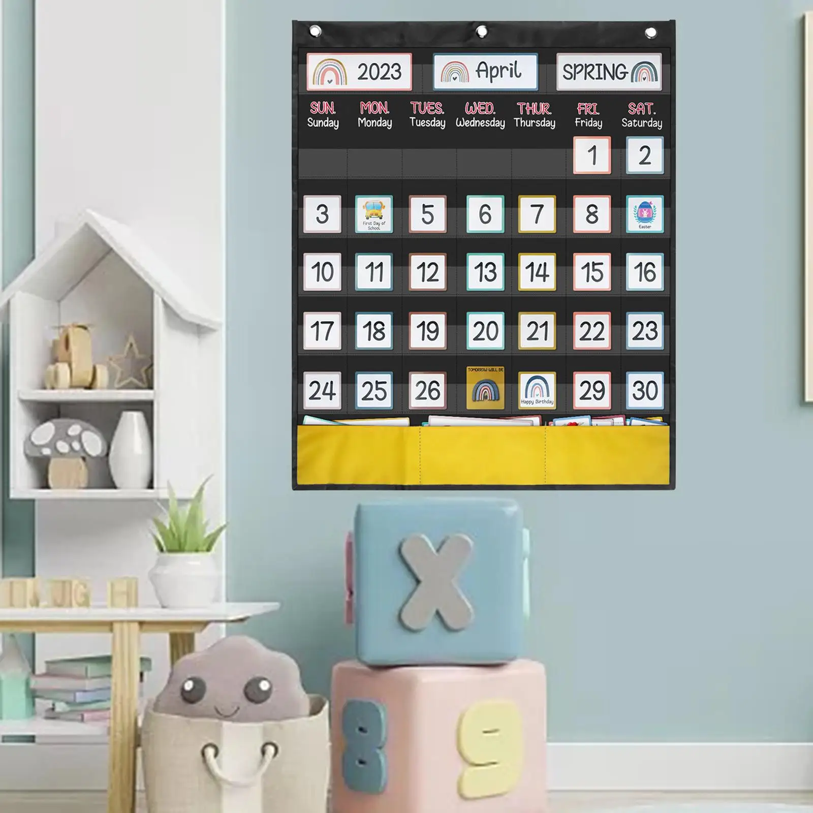 

Calendar Pocket Chart Weekly Calendar Homeschool Back Calendar for Kids