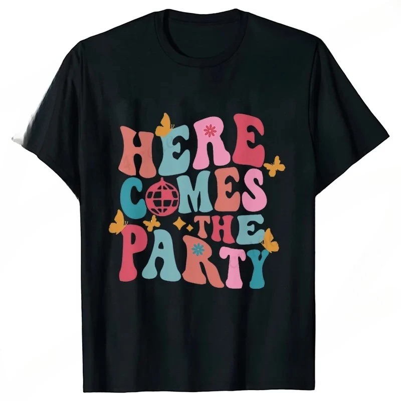Here Comes The Bride T-shirt for Women Bachelorette Hen Party Tees Bridal Shower Wedding Tops Funny Team Bride Bridesmaid Shirt