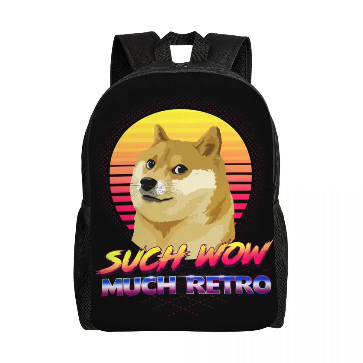 Sacos personalizados Shiba Inu para a escola universitária, moda Bookbag, Cheems retro, mochilas doge para mulheres e homens