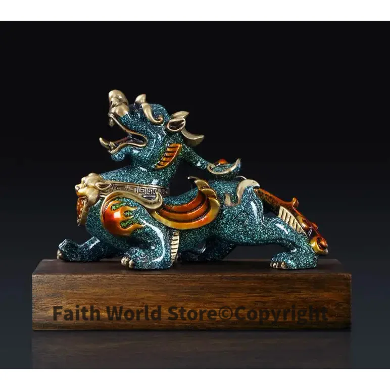 Limited Edition-best gift # TOP shop home business art Collection #Lucky Fire Unicorn dragon PIXIU bronze Sculpture decor ART