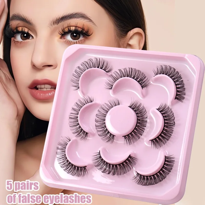 New 5PCS False Eyelashes 3D Artificial Fiber Eyelash Exaggeration Party Eyelash Extension Supplies Maquilage Female Makeup Tools