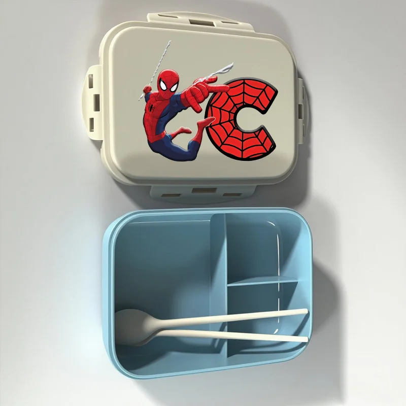 

Marvels SpiderMans Lunch Box Anime Letter A-Z Food Storage Containers Kids School Picnic Bento Boxes Office Dinner Case Boy Gift