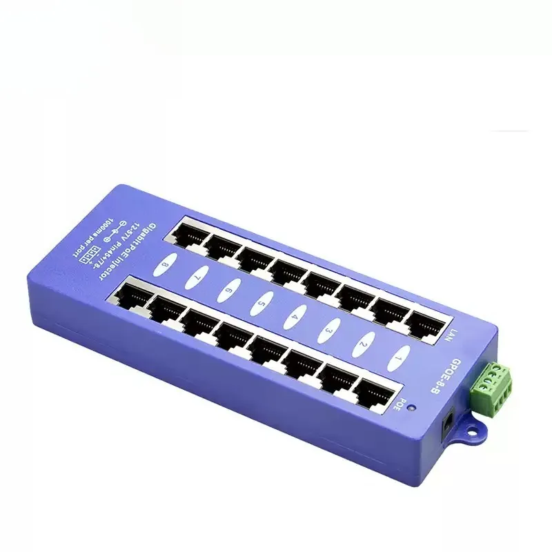 Universe Grocery Store 8-Port POE Medium Span Gigabit Ethernet Power Supply Injector Wall Plug-in, POE Combiner