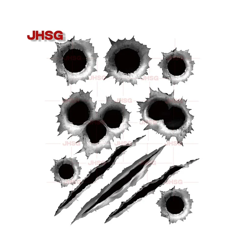 

1 Pack Car Stickers 3D Bullet Hole Vinyl Film Logo Hidden Decals Water Resistant Reflective Body Bumper Front Door Trunk Kit PVC