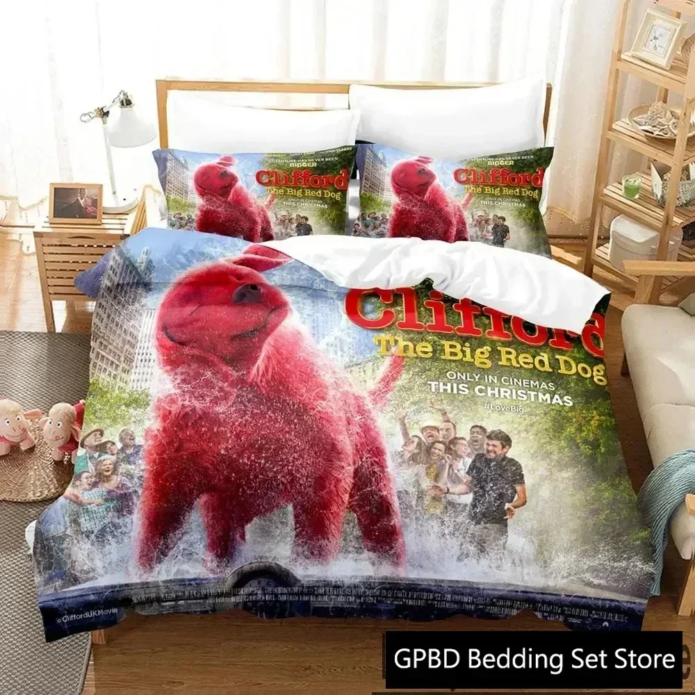 

3D Print Clifford the Big Red Dog Bedding Set Bedroom Soft Modern Bedspreads Comefortable Duvet Cover Quilt Cover And Pillowcase