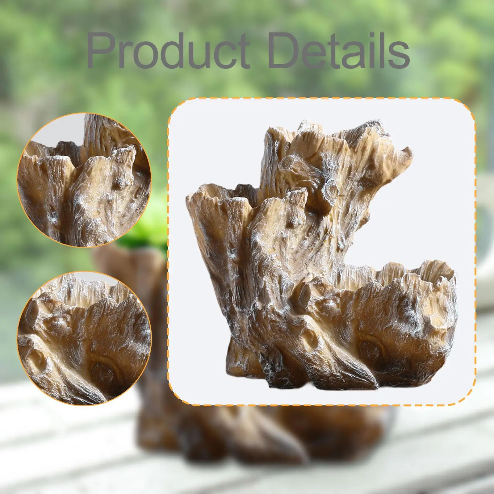 الراتنج زارع الراتنج اناء للزهور شجرة الجذع النحت Driftwood نمط الحلي #5