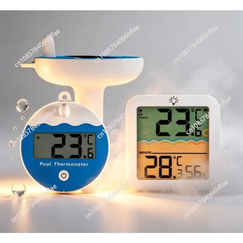 Wireless Floating Pool Thermometer, Digital High Precision Water Temperature & Humidity Meter for Bathtub